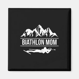 Íman Mulheres Biathlon Mãe Biathlete Atirando no Esqui