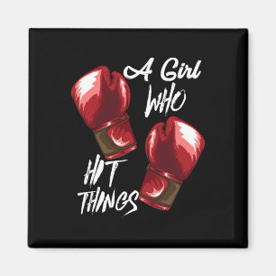 Íman Mulheres Boxe Kickboxing Uma Menina Que Bate Coisa