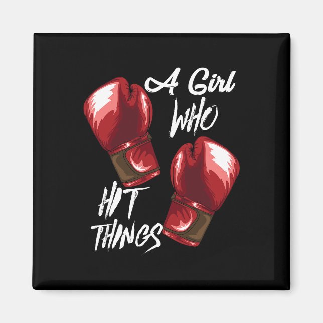 Íman Mulheres Boxe Kickboxing Uma Menina Que Bate Coisa (Frente)