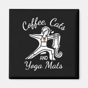 Íman Mulheres Café Gatos E Tapetes De Yoga - Nome Engra