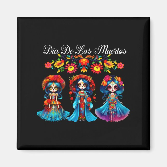 Íman Mulheres de Crânio de Açúcar Dia De Los Muertos Ca (Frente)