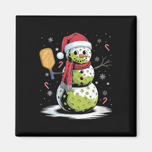 Íman Mulheres Engraçadas Pickleball Snowman Santa Hat X