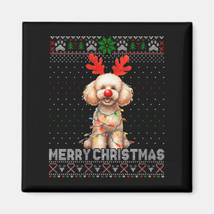 Íman Mulheres Feliz Cachorro De Poodle De Natal Em Xmas