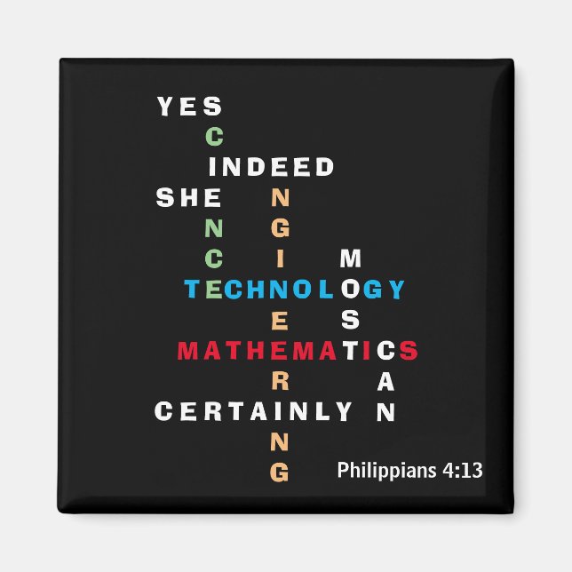 Íman Mulheres Modernas em Palavra Cruzada STEM (Frente)