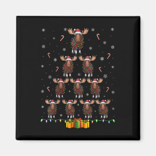 Íman Mulheres Moose Santa Hat Xmas Luzes Homens Mulhere