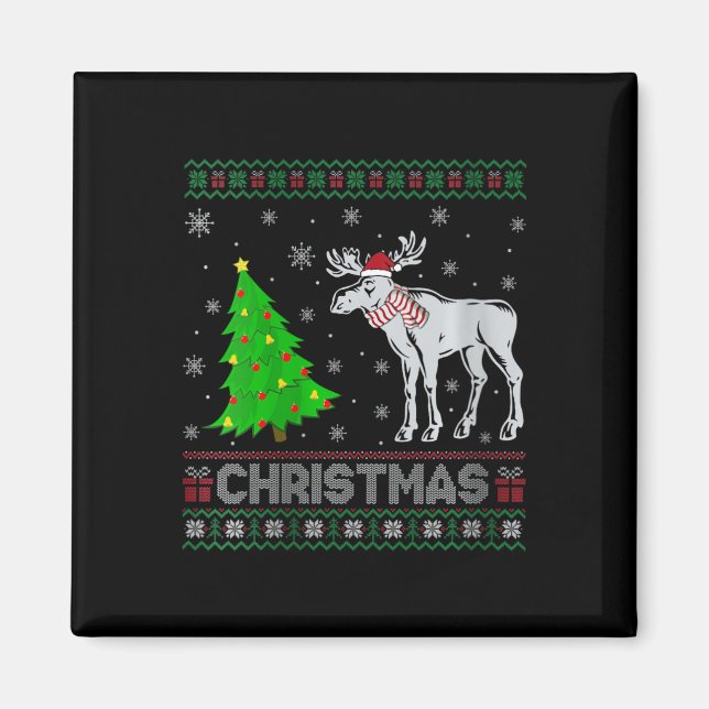Íman Mulheres Moose Xmas Tree Lighting Febre Swe de Nat (Frente)
