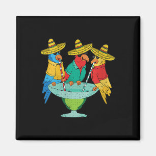 Íman Mulheres Parrot Cinco De Mayo Funny Bebendo Tequil