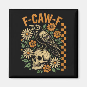 Íman Mulheres Retro Coroa Preta F-caw-f Pássaro Preto F