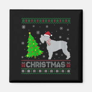 Íman Mulheres Schnauzer Cachorro Xmas Tree Iluminação F