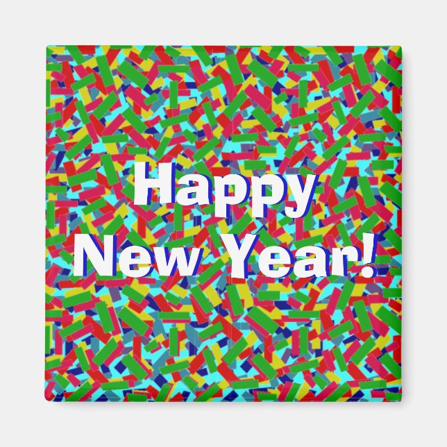Íman Multicolor Confetti "Feliz ano novo"! (Frente)