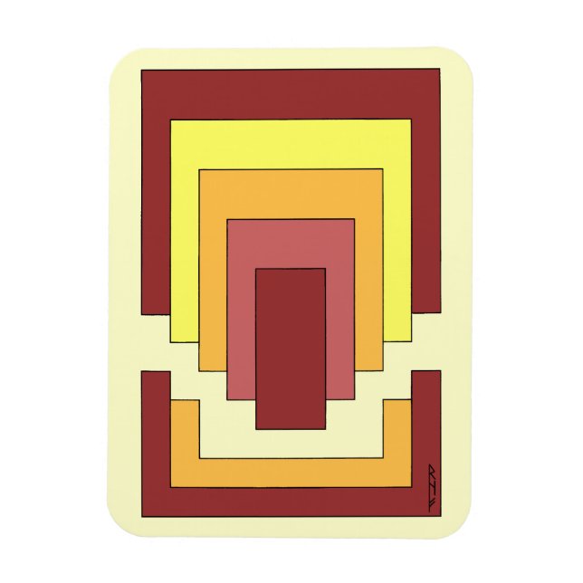 Íman Multicor do Abstrato retângulo (estilo 70s) (Vertical)