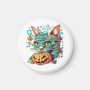 Íman Múmia Divertida de Gato no Halloween
