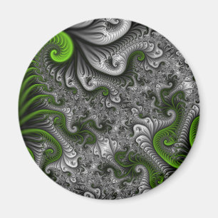 Íman Mundo Fantástico Arte Fractal Abstrata Verde e Cin