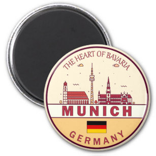 Íman Munich Germany City Skyline Emblem