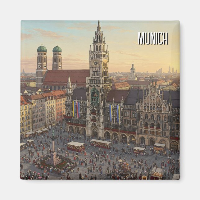Íman Munich Marienplatz Alemanha Viagem (Frente)