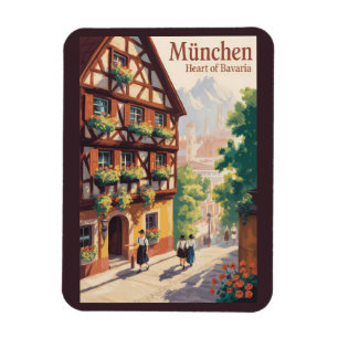 Íman Munique Alemanha Baviera Ilustração Viagem Arte