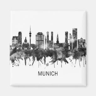 Íman Munique Alemanha Skyline BW