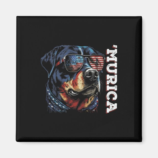 Íman Murica Patriotic Rottweiler 4 De Julho (Frente)