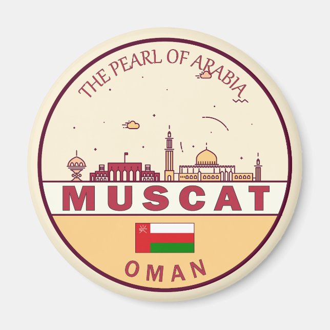 Íman Muscat Oman City Skyline Emblem (Frente)
