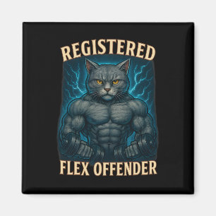 Íman Muscle Cat Registrada Flex Offender Engraçado Gym 
