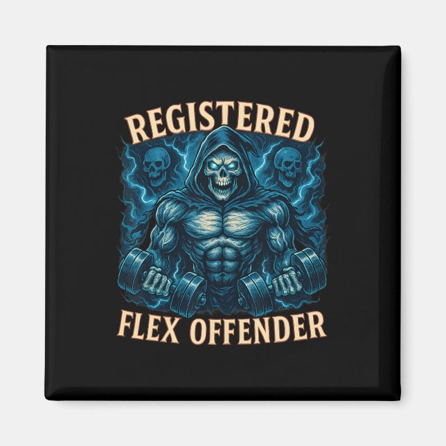 Íman Muscle Grim Reaper Registrado Flex Offender Funny (Frente)