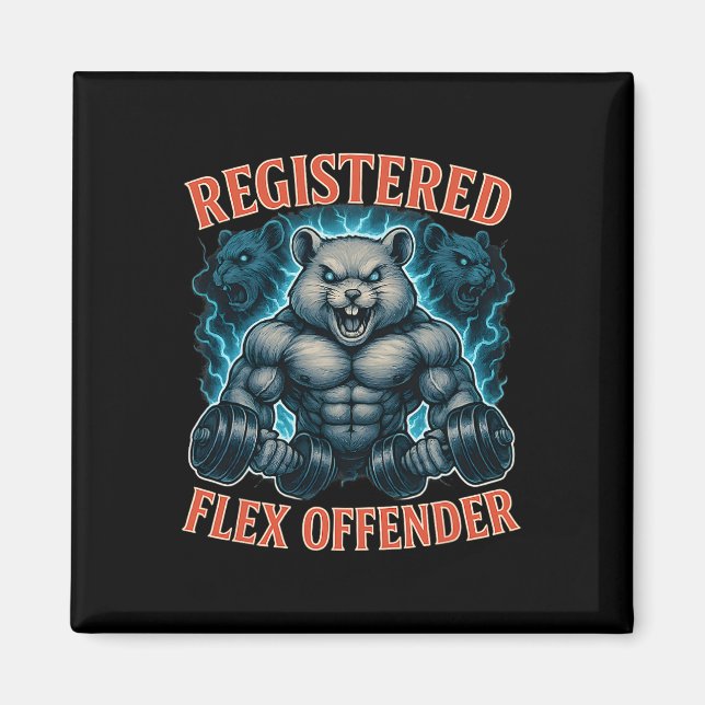 Íman Muscle Hamster Registrado Flex Offender Funny Gym (Frente)