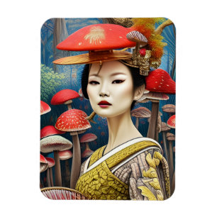 Íman Mushroom Geisha Surreal Fantasy Art