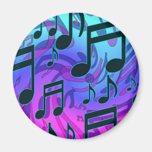 Íman Music Notes Blue Purple Aqua Pattern