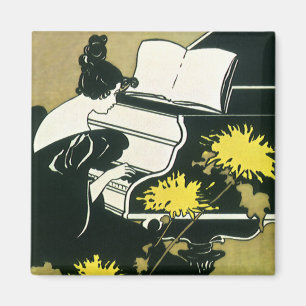Íman Música Antiga, Senhorita Traumerei Tocando Piano,