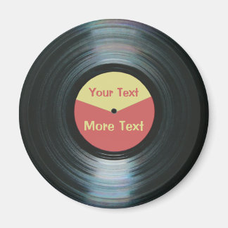 Íman Música de vinil preto com rótulo de registro verme