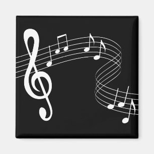 Íman Música Flutua em Branco sobre o Magnete Preto
