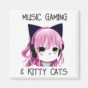 Íman Música Gaming e Kitty Cat Anime Girl