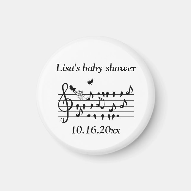 Íman Música Personalizada para Chá de Bebê Notas de Pás (Frente)