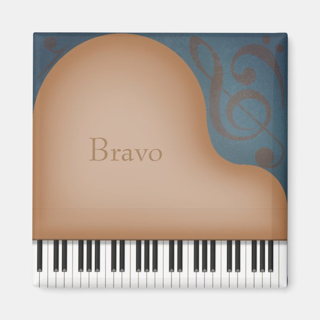 Íman Música Personalizável "Bravo" Brown Grand Piano (Frente)