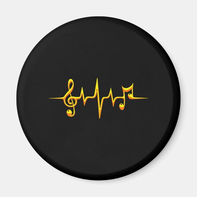 Íman Música Pulse Notes Clef Frequency Wave Sound (Frente)