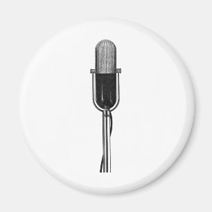 Íman Música Vintage, Microfone Retro Antiquado