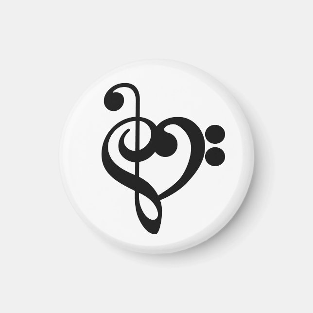 Íman Musical Music Heart - Treble Bass Clef (Frente)
