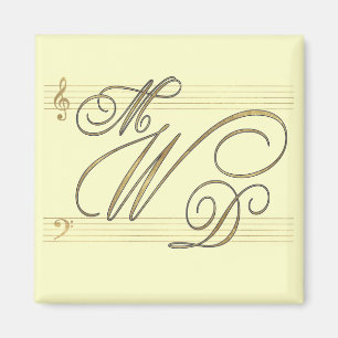 Íman Músicos no logotipo do monograma do casamento do