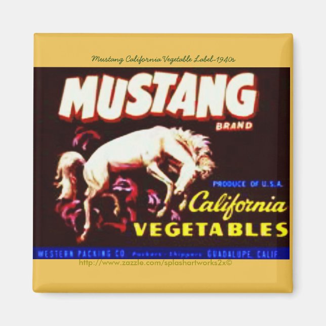 Íman "Mustang California Vegetable Label-1940s" (Frente)