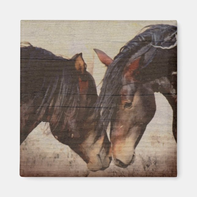 Íman Mustang Horse Wooden Grunge (Frente)