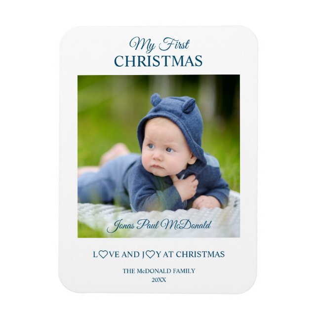Íman My First Christmas Babies Custom Photo Keepsake (Vertical)