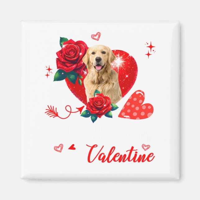 Íman My Golden Retriever Is My Valentine Owner Floral H (Frente)