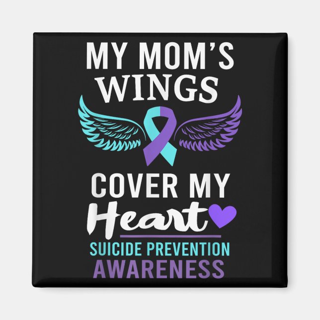Íman My Mom's Wings Cover Heart Suicide Awareness Ribbo (Frente)