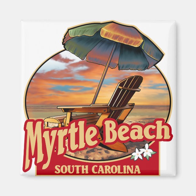 Íman Myrtle Beach SC Beach Scene Design (Frente)