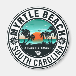 Íman Myrtle Beach South Carolina Retro Sunset Souvenirs