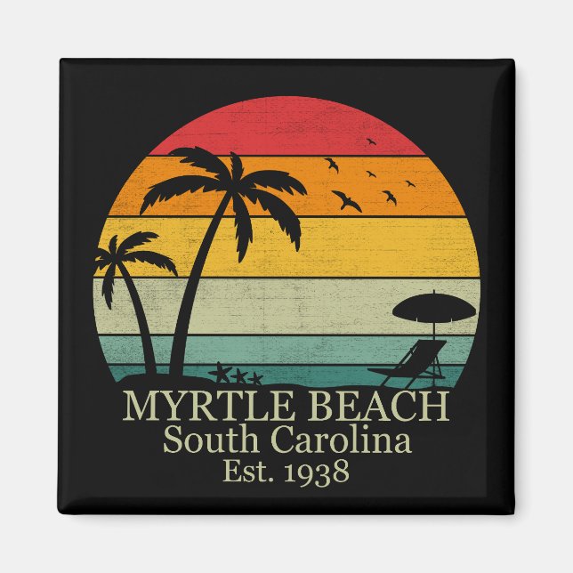 Íman Myrtle Beach Vintage Carolina do Sul (Frente)