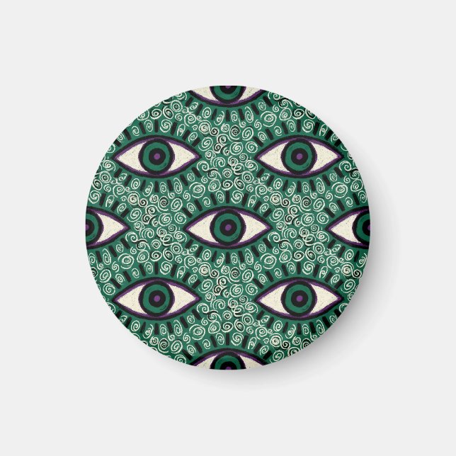 Íman "Mystic Emerald Eyes" - Psychedelic Swirl Seamless (Frente)