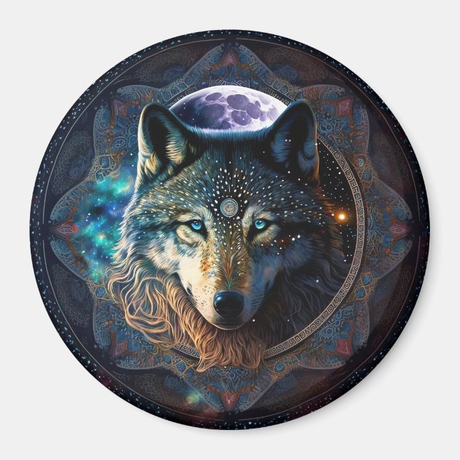 Íman Mystical Wolf Moon Mandala (Frente)