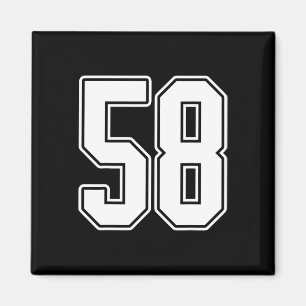 Íman Nº 58 White Outline Número 58 Esportivo Fan Jersey