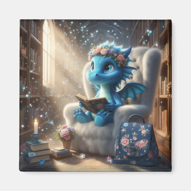Íman Na Biblioteca - Blue Dragon Magnet (Frente)